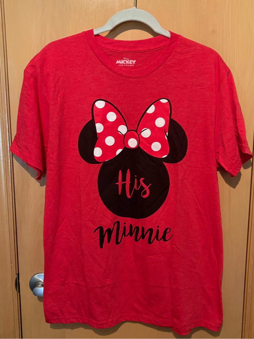 Disney His Minnie Couples Valentines Funny Disneyland Graphic T-Shirt Large